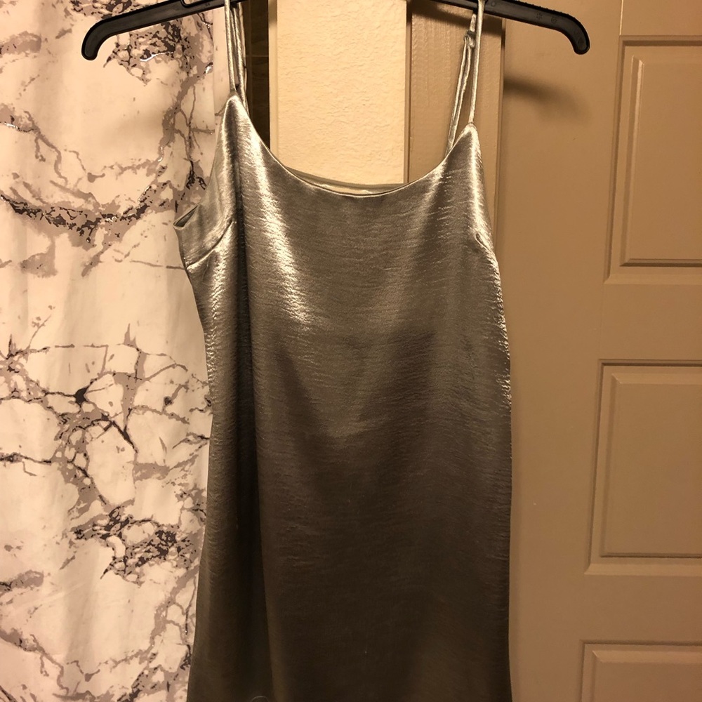 Silver Satin Urban Outfitters Dress